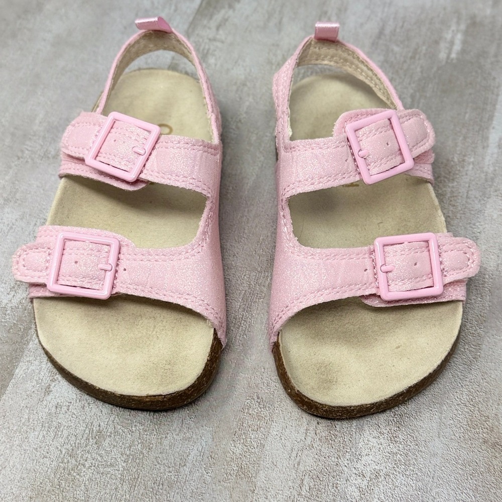 OshKosh Bgosh Noelia Pink Shimmer Double Strap Sandals Toddler Girls Size 7M